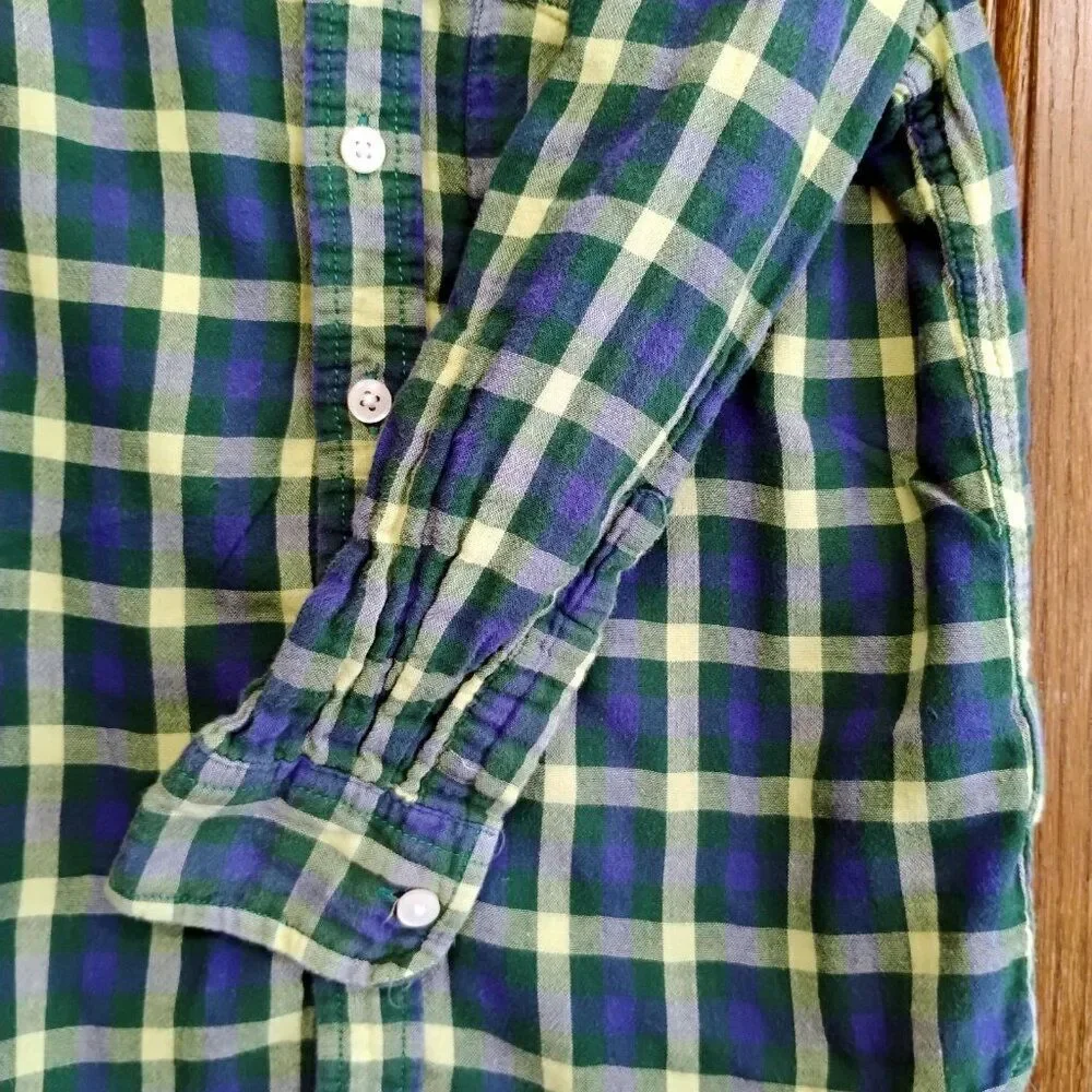 Gap Kids Blue Plaid Roll Sleeve Button Down Shirt Size S